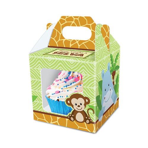 Caixa Cupcake Bem Vindo A Selva C/ 8 Un Junco