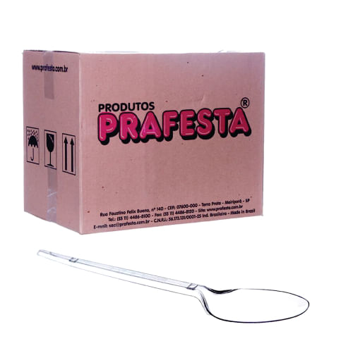 Colher Plast. Refeição Cristal Cx 20x50 Un Prafesta