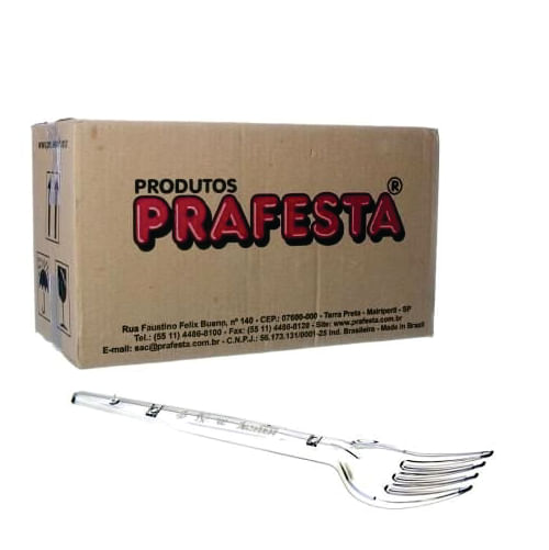 Garfo Plast. Refeição Cristal Cx C/ 20x50 Un Prafesta