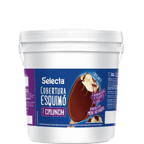 Cobertura P/ Sorvete Esquimo Crunch Chocolate Meio Amargo Bd 4 Kg Selecta