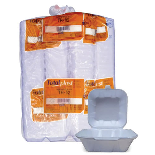 Hamburgueira Isopor H02 Branca 146x146x34 Mm Fardo C/ 400 Un Totalplast