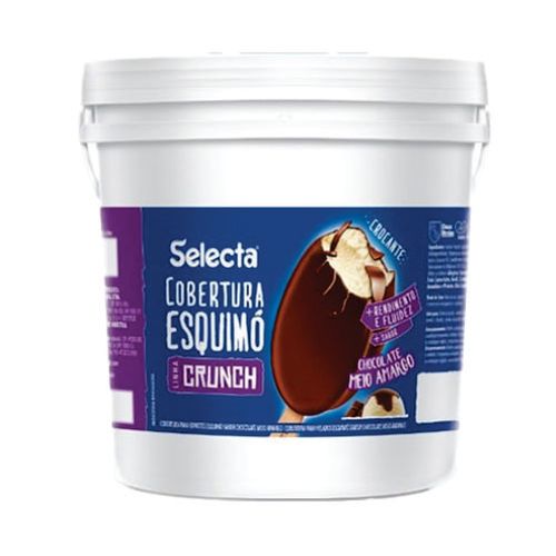 Cobertura P/ Sorvete Esquimo Crunch Chocolate Meio Amargo Bd 12 Kg Selecta