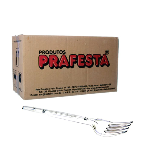 Garfo Refeição Master Cristal Granel Cx C/ 500 Un Prafesta