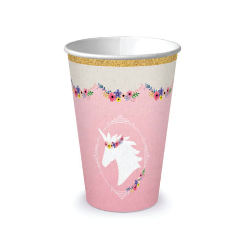 Copo Papel 180 Ml Unicornio C/ 8 Un Junco