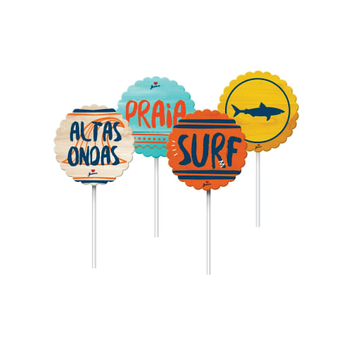 Toppers P/ Doces E Salgados Surf C/ 8 Pçs Junco