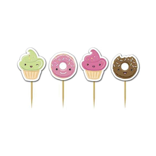 Pick Decorativo Donuts C/ 4 Pçs Junco