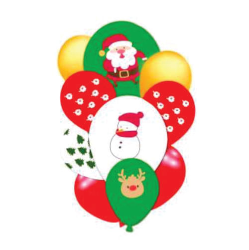 Kit Buque De Balões Natal Sortidos C/ 10 Un Happyday