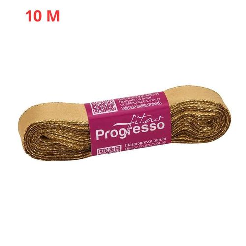 Fita Cetim Ourela Dourada Coe003 Cor 209 10m Progresso