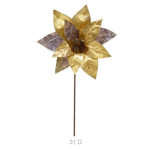 Haste Bico De Papagaio Gliter Dourado Marrom 32cm (74715001) Flor Arte