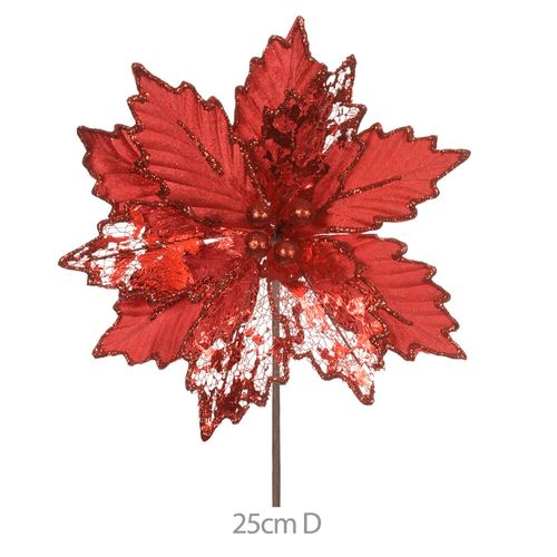 Haste Bico De Papagaio Aveludado Glitter Vermelho 25cm (47273001) Flor Arte