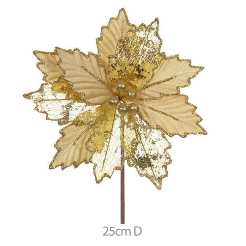 Haste Bico De Papagaio Aveludado Glitter Dourado 25cm (47273002) Flor Arte