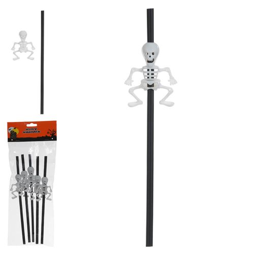 Canudo Halloween Preto/Branco 28cm C/ 5 Un (50700002) Flor Arte