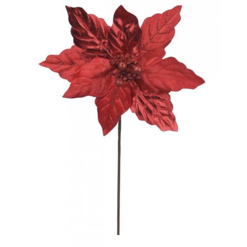 Haste Bico De Papagaio Aveludado Glitter Vermelho Champanhe 25cm (47288002) Flor Arte