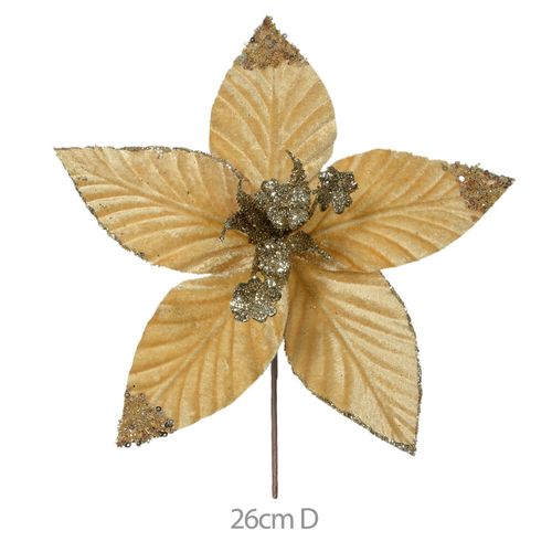 Haste Bico De Papagaio Aveludado Glitter Champanhe 25cm (47288005) Flor Arte
