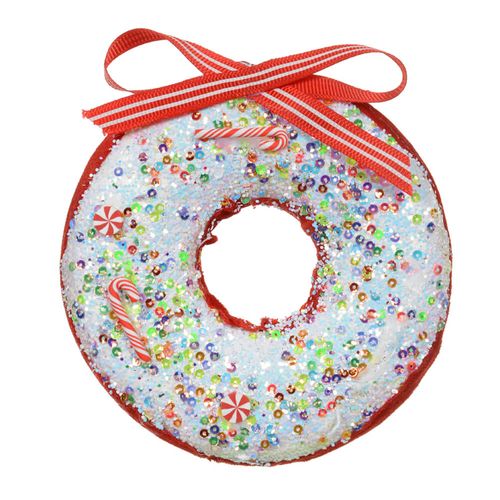 Enfeite Natal Donuts 13,5cm Vermelho (51453001) Florarte