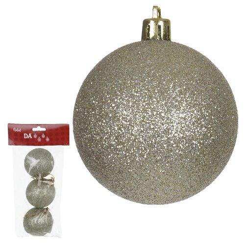 Enfeite Natal Bola 6cm Glitter C/3