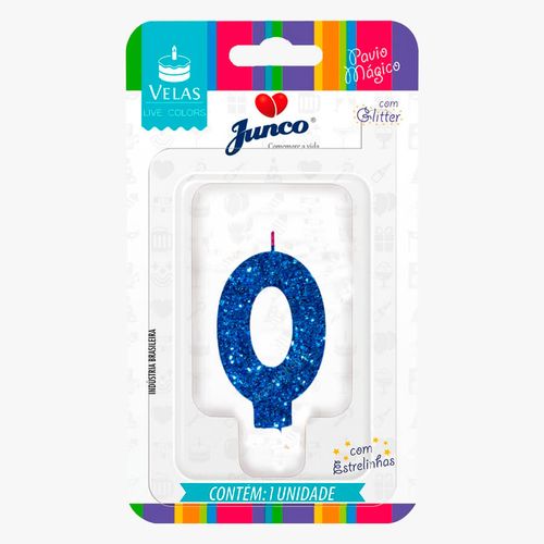 Vela Aniversário Live C/ Glitter Azul Junco