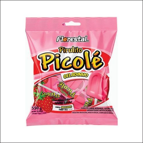 Pirulito Picole Morango 550 Gr Florestal