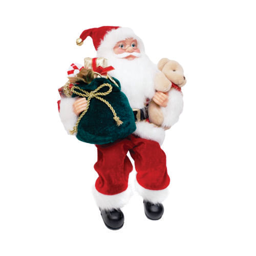 Noel Sentado C/ Urso Vrm/Bco 30 Cm (1207328) Cromus
