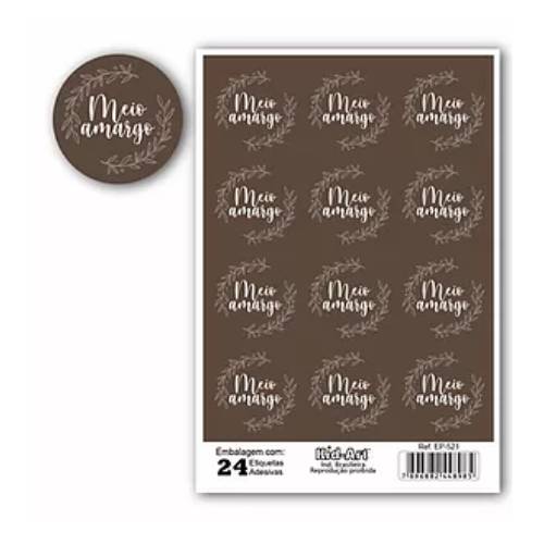 Etiqueta Redonda Chocolate Meio Amargo C/ 24 Un (Ep-500-521) Kid-Art