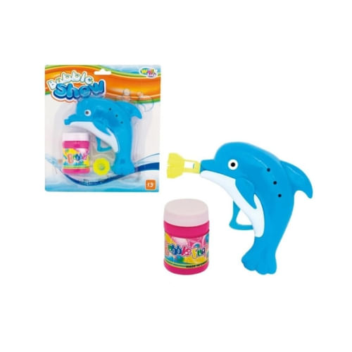 Pistola Lança Bolhas Golfinho Feliz Luz E Musica (8034) Wellmix