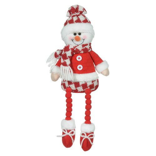 Enfeite Natal Boneco Neve Sentado 40cm Vermelho (46899001 )Florarte