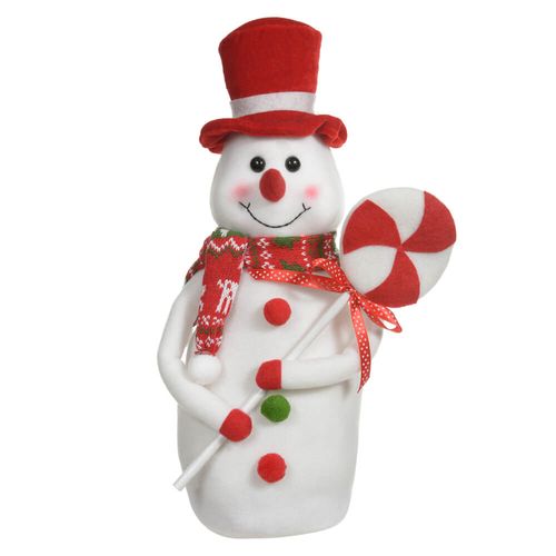 Enfeite Natal Boneco Neve Em Pe 36,5cm Vermelho (49731001) Florarte
