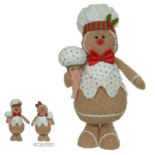 Enfeite Natal Boneco Gingerbread Ice Cream 45cm Colorido (47266001) Florarte