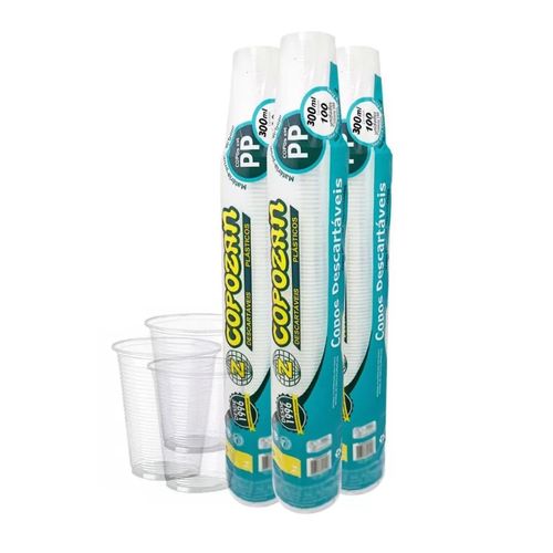 Copo Descartável Transparente 300 Ml C/ 100 Un Copozan