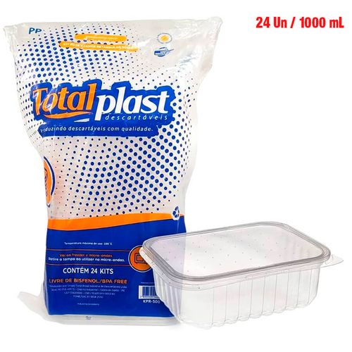 Kit Pote Retangular 1000 Ml C/ 24 Un Totalplast