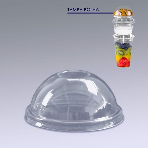 Tampa Dome Bolha C/ Furo P/ Copo 380/500ml C/ 100 Unid. Good Pack