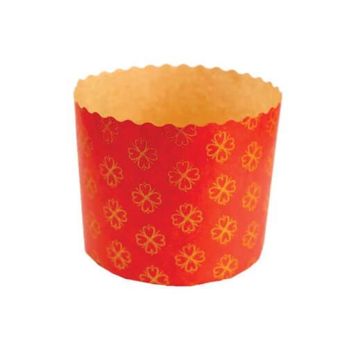Formas De Panetone Impresso Vermelho 500 Gr C/ 100 Un (13495) Ecopack