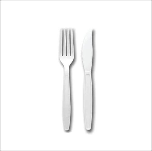 Kit Garfo/Faca Branco C/ 50 Un Elite