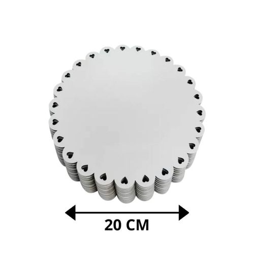 Prato Cake Board Mdf Redondo Coração 20 Cm Zaza