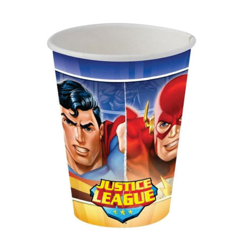 Copo Descartavél Papel 200 Ml Liga Da Justiça C/ 8 Un Festcolor