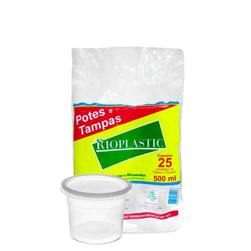 Kit Pote Redondo 500 Ml C/ 25 Un Rioplastic