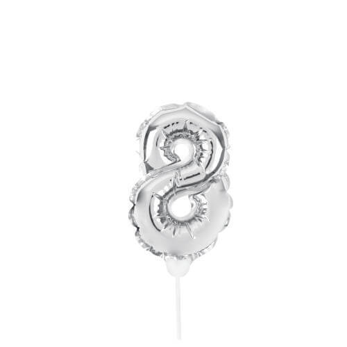 Mini Balão Met. C/ Vareta Prata N°8 19 Cm (29002750) Sempertex
