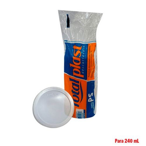 Tampa Plastica P/ Copo Isopor 240 Ml C/ 100 Un Totalplast