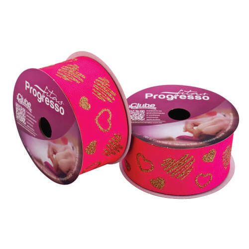 Fita Gorgurão Estampada 009 Corações Cor 007 10 M Progresso