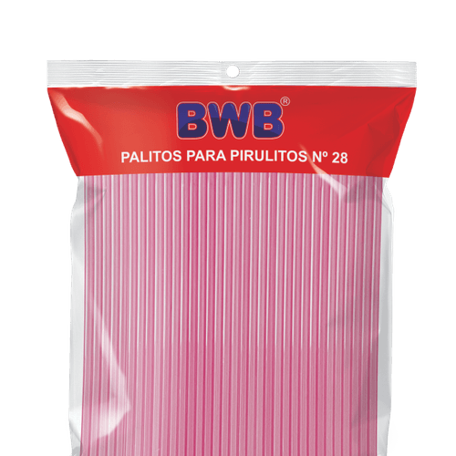 Palito Pirulito Plastico Grande Rosa C/ 50 Un Bwb