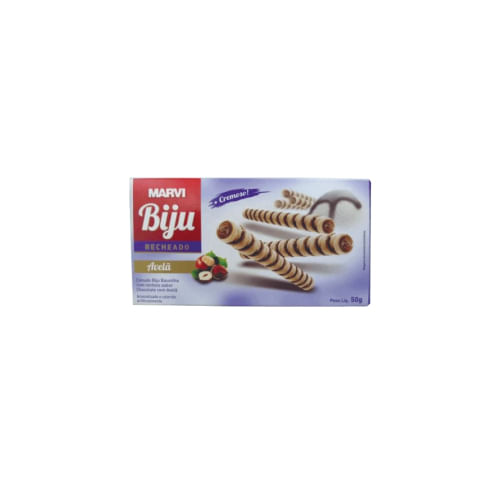 Canudo Biju Recheado Chocolate C/ Avelã 50 Gr Marvi