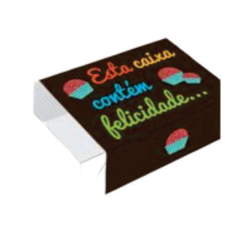 Caixa Divertida P/ 6 Doces Esta Caixa Contem Felicidade (480) C/ 10 Un Erika