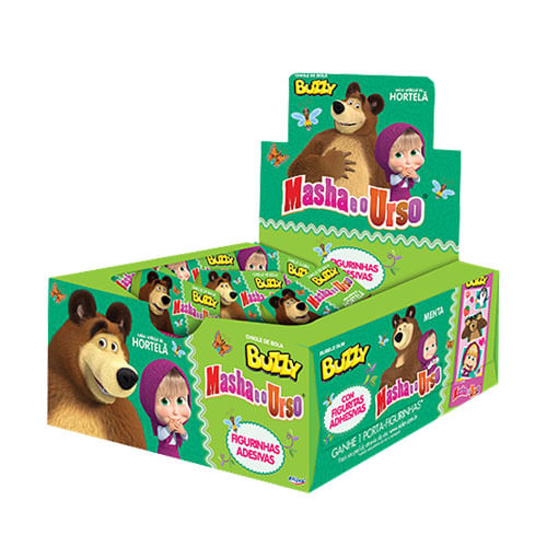 Chicle Masha E O Urso Hortelã C/ 100 Un Buzzy