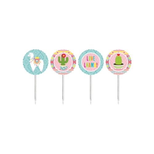 Toppers P/ Doces E Salgados Lhama C/ 8 Pçs Junco