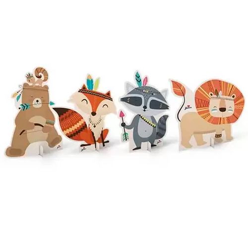 Enfeite De Mesa Animais Na Floresta C/ 4 Un Junco