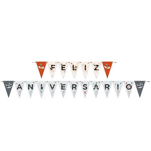 Faixa Feliz Aniversário Animais Na Floresta Junco