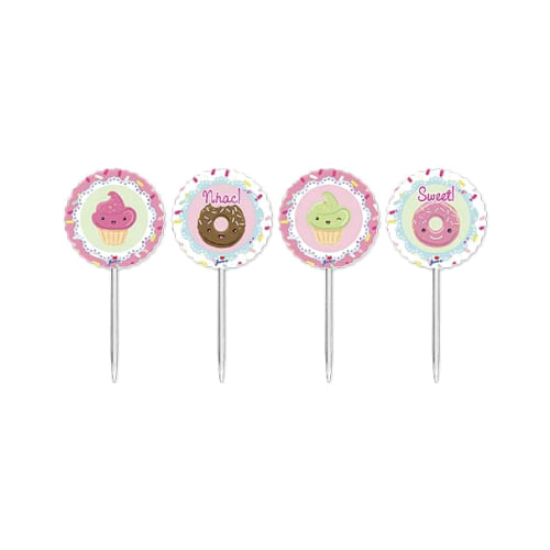 Toppers P/ Doces E Salgados Donuts C/ 8 Pçs Junco