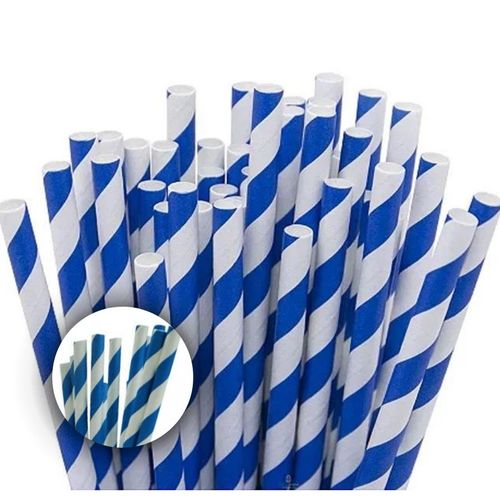 Canudo De Papel Dobravel Listrada Azul C/ 20 Un Brfestas