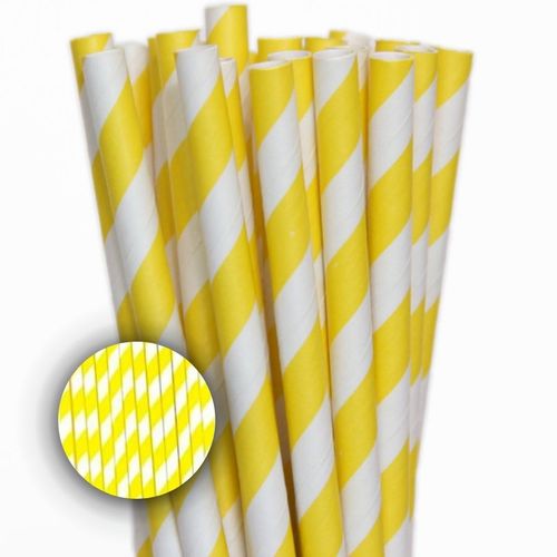Canudo De Papel Dobravel Listrada Amarelo C/ 20 Un Brfestas