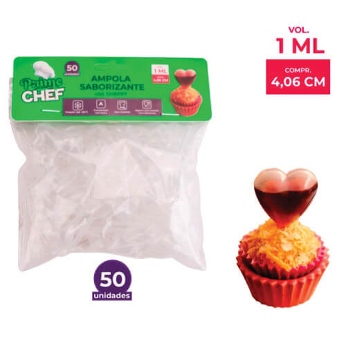 Ampola P/ Saborizante Coração 1 Ml C/ 50 Un (Gmepp7) Prime Chef